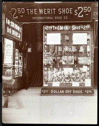 A storefront of the International Shoe Co., New York, 1905